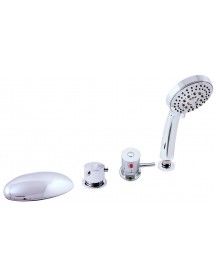Mitigeur baignoire thermostatique 4 trous avec inverseur en laiton chromé