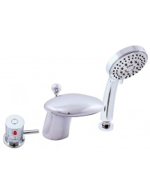 Mitigeur baignoire thermostatique 3 trous avec cascade en laiton chromé