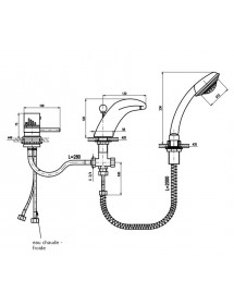 Mitigeur baignoire thermostatique 3 trous avec cascade en laiton chromé