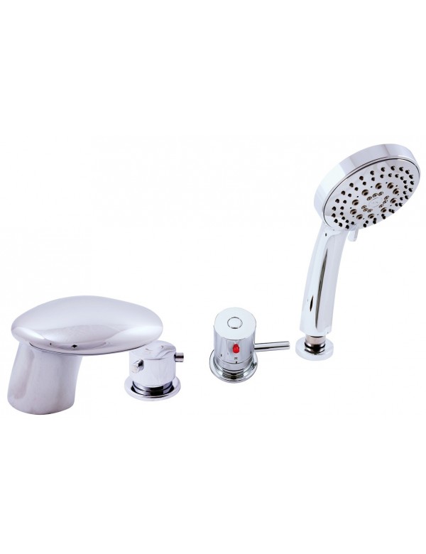 Mitigeur baignoire thermostatique 4 trous avec cascade en laiton chromé Mitigeur baignoire thermostatique 4 trous avec cascade en laiton chromé