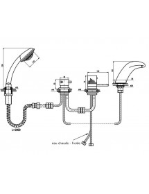 Mitigeur baignoire thermostatique 4 trous avec cascade en laiton chromé