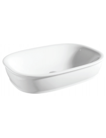 Vasque ovale sans trou à poser GENESIS sur un meuble de bain 37x52x10 cm