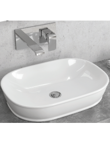 Vasque ovale sans trou à poser GENESIS sur un meuble de bain 37x52x10 cm