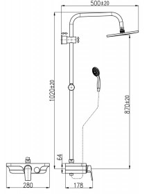 Colonne de douche MURRAY avec étagère en solid surface blanc H. 104 cm
