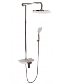Colonne de douche MURRAY avec étagère en solid surface blanc H. 170 cm