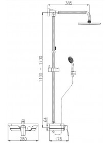 Colonne de douche MURRAY avec étagère en solid surface blanc H. 170 cm Colonne de douche MURRAY avec étagère en solid surface blanc H. 170 cm