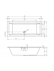 Baignoire RIHO RETHINK CUBIC Plug&Play Back2Wall