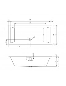 Baignoire RIHO RETHINK CUBIC Plug&Play Back2Wall