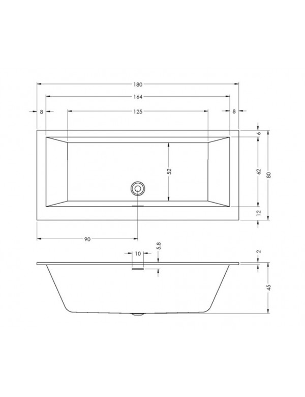 Baignoire RIHO RETHINK CUBIC WALL Plug&Play 180x80 cm