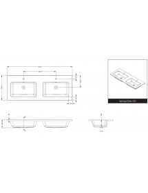 Lavabo Double SPRING DEW RIHO 120x46 x1,6 cm en marbre