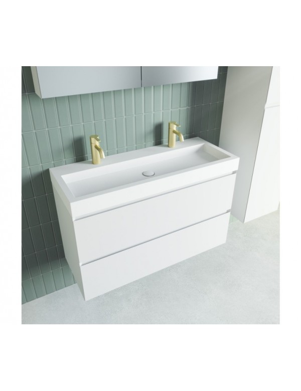 Lavabo SPRING VOW RIHO 100x40x8 cm 2 trous en composite de marbre
