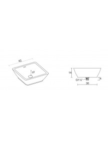 Vasque à poser blanc mat AVELLA SQUARE RIHO 42x42 cm solid surface