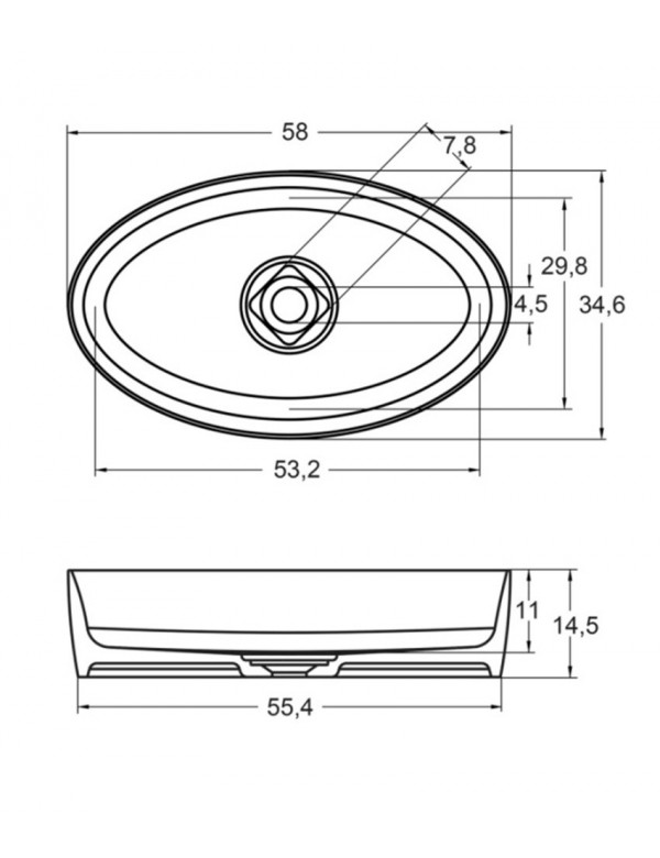 Vasque à poser blanc mat THIN OVAL RIHO 58x35 cm solid surface