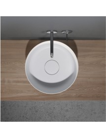 Vasque à poser blanc mat THIN ROUND RIHO 42x42 cm solid surface
