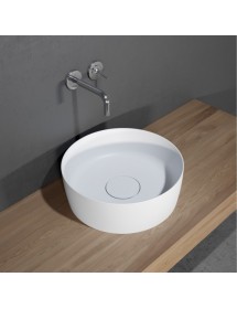 Vasque à poser blanc mat THIN ROUND RIHO 42x42 cm solid surface