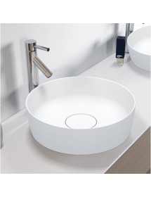 Vasque à poser blanc mat THIN ROUND RIHO 42x42 cm solid surface