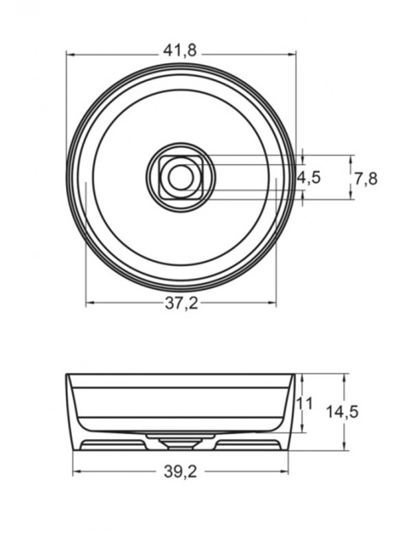 Vasque à poser blanc mat THIN ROUND RIHO 42x42 cm solid surface