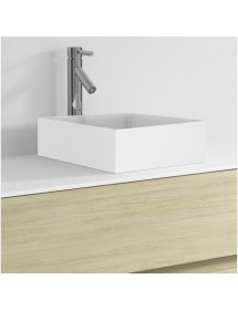Vasque à poser blanc mat THIN SQUARE RIHO 38x38 cm solid surface