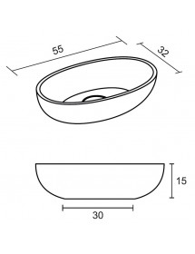 Vasque à poser blanc mat ESCALA RIHO 55x32 cm solid surface