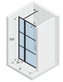 Porte de douche battante GRID 104 RIHO 110x200 cm