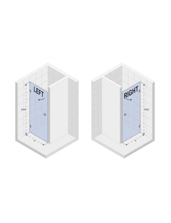 Porte de douche battante à charnières noires SCANDIC NXT 101 80x200 cm