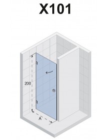 Porte de douche battante à charnières noires SCANDIC NXT 101 100x200 cm