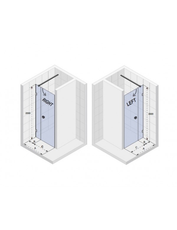 Porte de douche battante à charnières noires SCANDIC NXT 102 100x200 cm