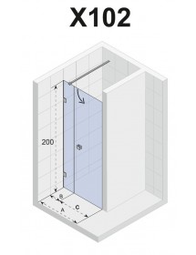 Porte de douche battante à charnières noires SCANDIC NXT 102 120x200 cm
