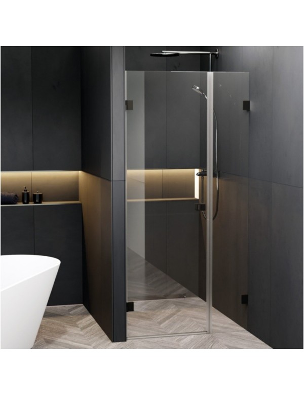 Porte de douche battante à charnières noires SCANDIC NXT 102 160x200 cm