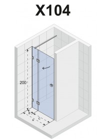 Porte de douche battante à charnières chromées SCANDIC NXT 104 RIHO 90x200 cm