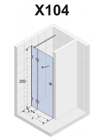 Porte de douche battante à charnières chromées SCANDIC NXT 104
