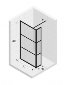 Paroi de douche italienne avec rabattant fixe GRID 402 RIHO 100x200 cm
