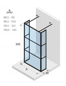 Paroi de douche italienne walk-in avec 2 parois fixes GRID 404 RIHO