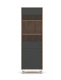 Vaisselier à porte réversible BILBAO coloris chêne et gris mat 194,6 cm