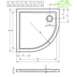 Grand receveur de douche RIHO ZURICH 288 120x120x4,5cm