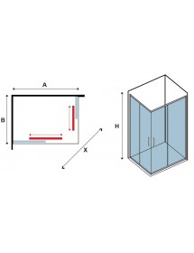 Cabine de douche rectangulaire NEW FLORA 100 90x110 H.180 cm