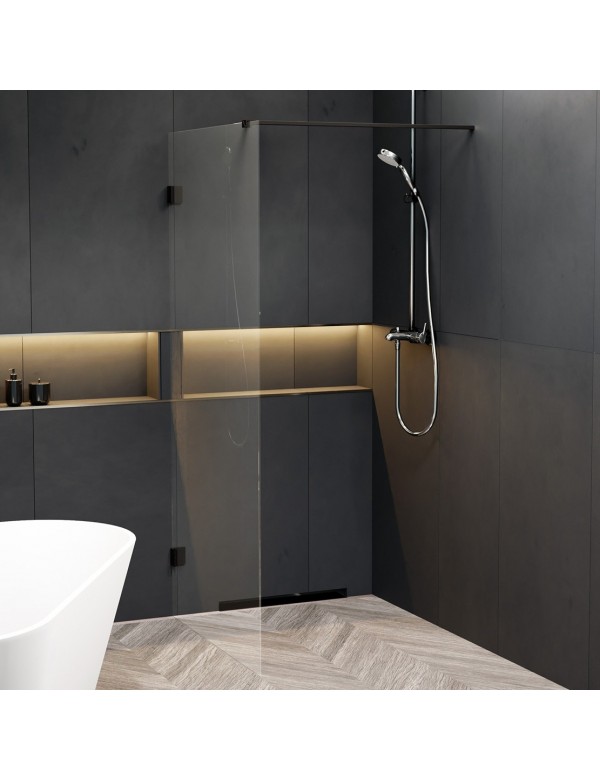 Paroi de douche walk-in SCANDIC NXT 400 RIHO 120x200 cm à charnières noires