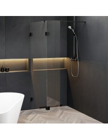Paroi de douche walk-in avec rabattant SCANDIC NXT 402 RIHO 100x200 cm à charnières noires
