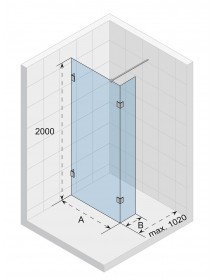 Paroi de douche walk-in avec rabattant SCANDIC NXT 402 RIHO 100x200 cm à charnières noires