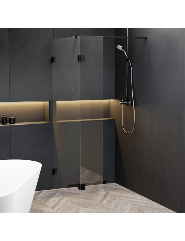 Paroi de douche walk-in avec rabattant SCANDIC NXT 402 RIHO 110x200 cm à charnières noires