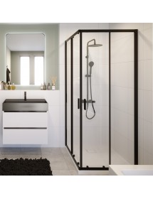 Cabine de douche cadre noir à portes couslissantes HAMAR 207 RIHO