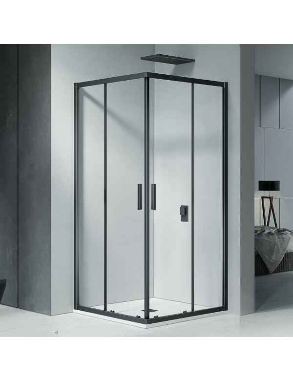 Cabine de douche cadre noir à portes couslissantes HAMAR 207 RIHO