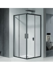 Cabine de douche cadre noir à portes couslissantes HAMAR 207 RIHO