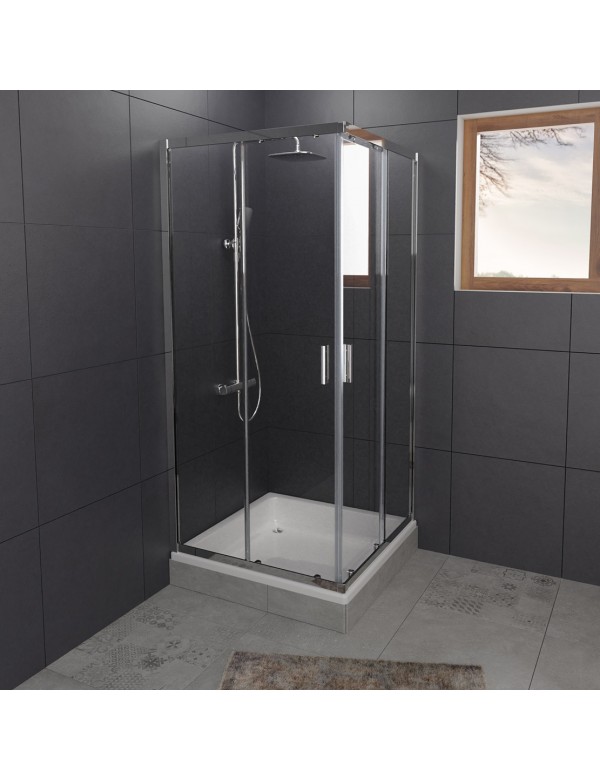 Cabine de douche cadre noir à portes couslissantes HAMAR 207 RIHO