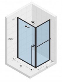 Cabine de douche d'angle LUCID 201 RIHO 90x90 x200cm avec porte battante