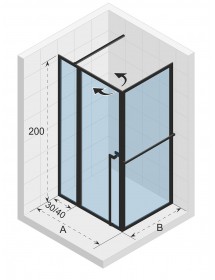 Cabine de douche d'angle LUCID 203 RIHO 110x90 x200cm avec porte battante