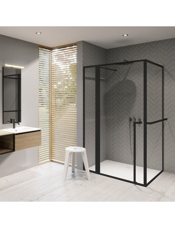 Cabine de douche d'angle LUCID 203 RIHO 110x100 x200cm avec porte battante
