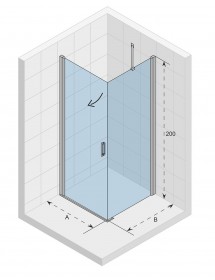 Cabine de douche d'angle NOVIK 201 RIHO 100x100 x200cm avec porte battante