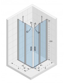 Cabine de douche d'angle NOVIK 207 RIHO 90x90 x200cm avec 2 portes battantes