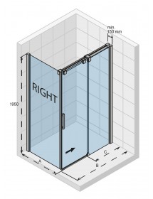 Cabine de douche d'angle OCEAN 203 RIHO 100x80 x200cm avec porte coulissante